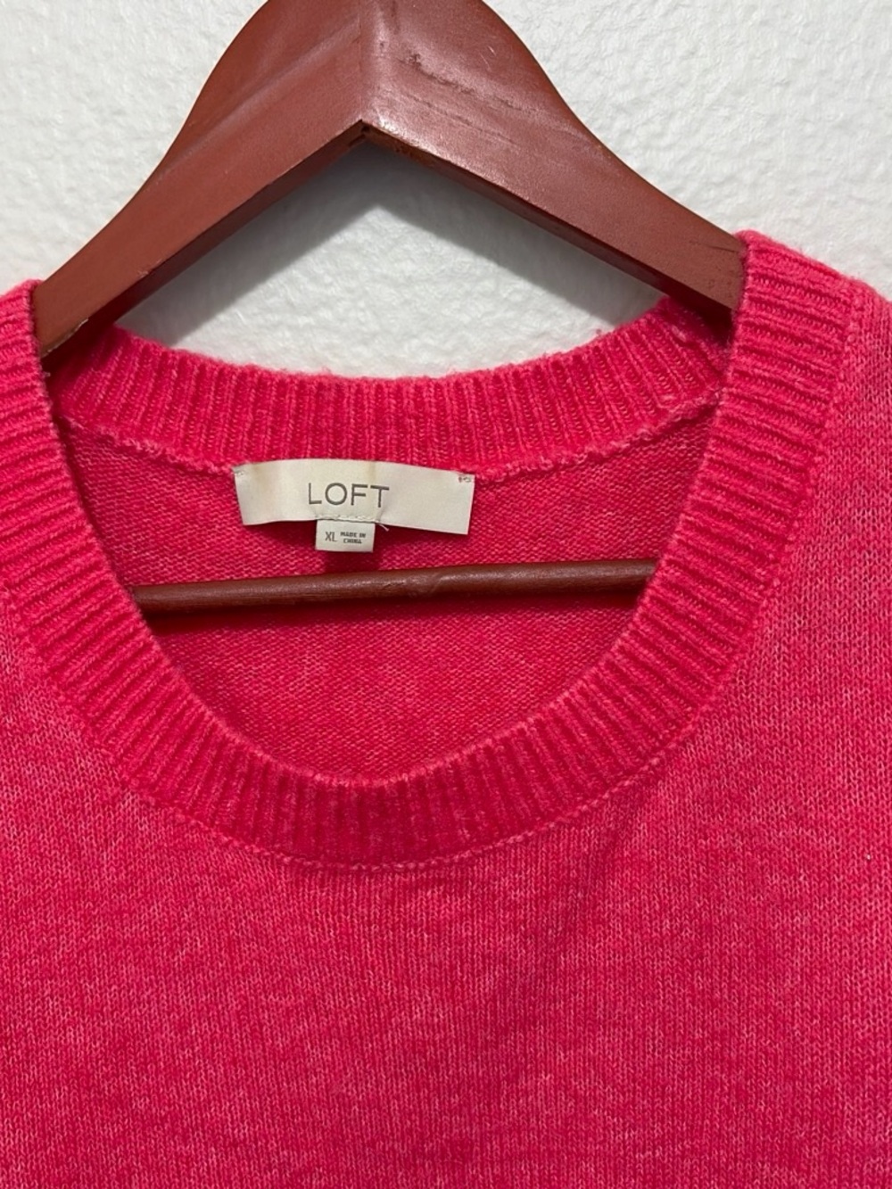 LOFT Bright Pink Scoopneck Crew Sweater